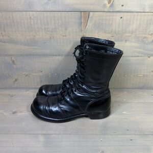 Vintage Corcoran Black Leather Cap Toe Combat Jump Boots Men's 10.5
